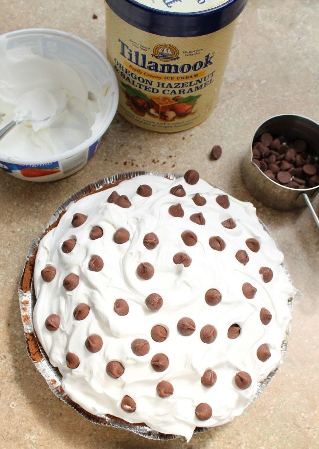 Salted Caramel Hazelnut Ice Cream Pie from missinthekitchen
