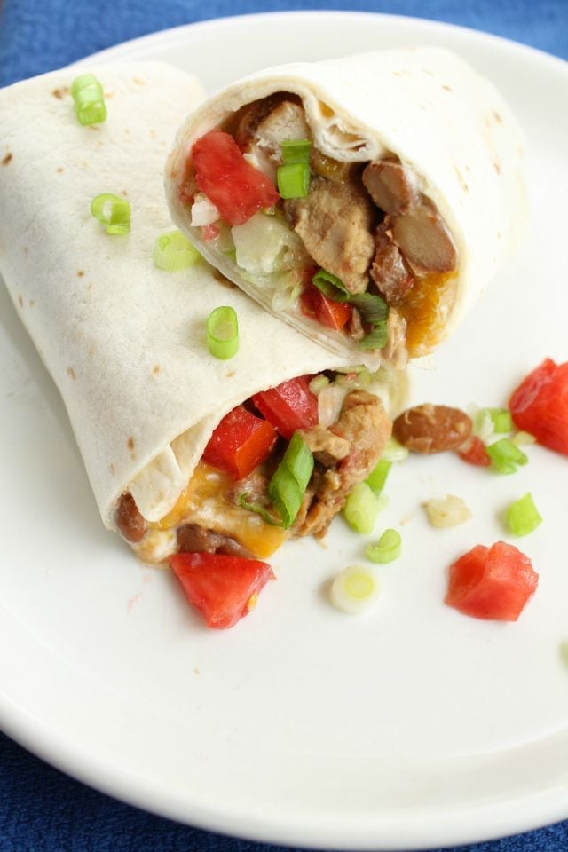 5 Ingredient Mexican Chicken Burritos Slow Cooker Recipe ~ missinthekitchen