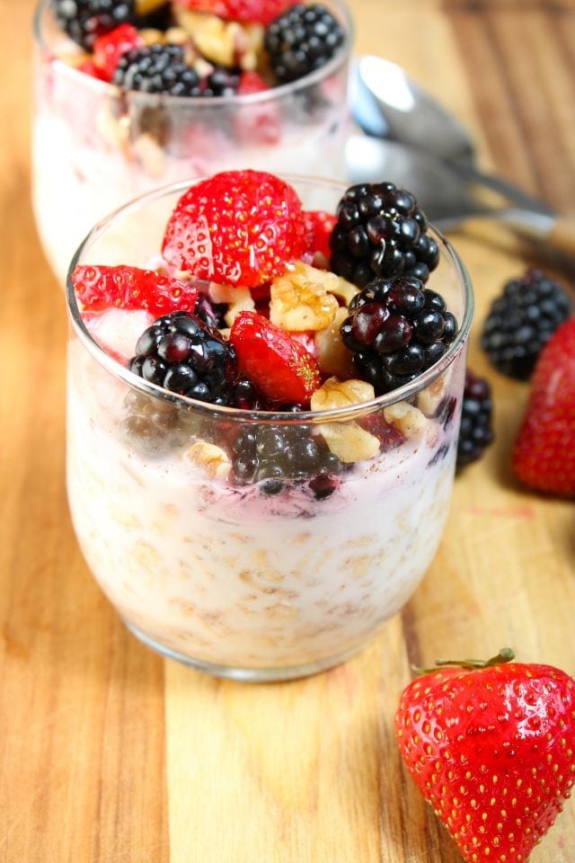 Overnight Oats with Berries and Walnuts Recipe from Miss in the Kitchen