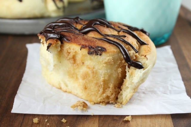 Peanut Butter Sweet Rolls with Chocolate Drizzle from Miss in the Kitchen with Red Star Yeast