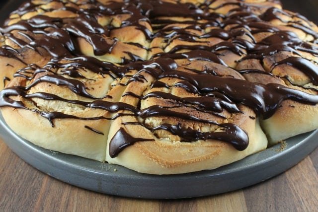 Peanut Butter Sweet Rolls with Chocolate Drizzle from missinthekitchen