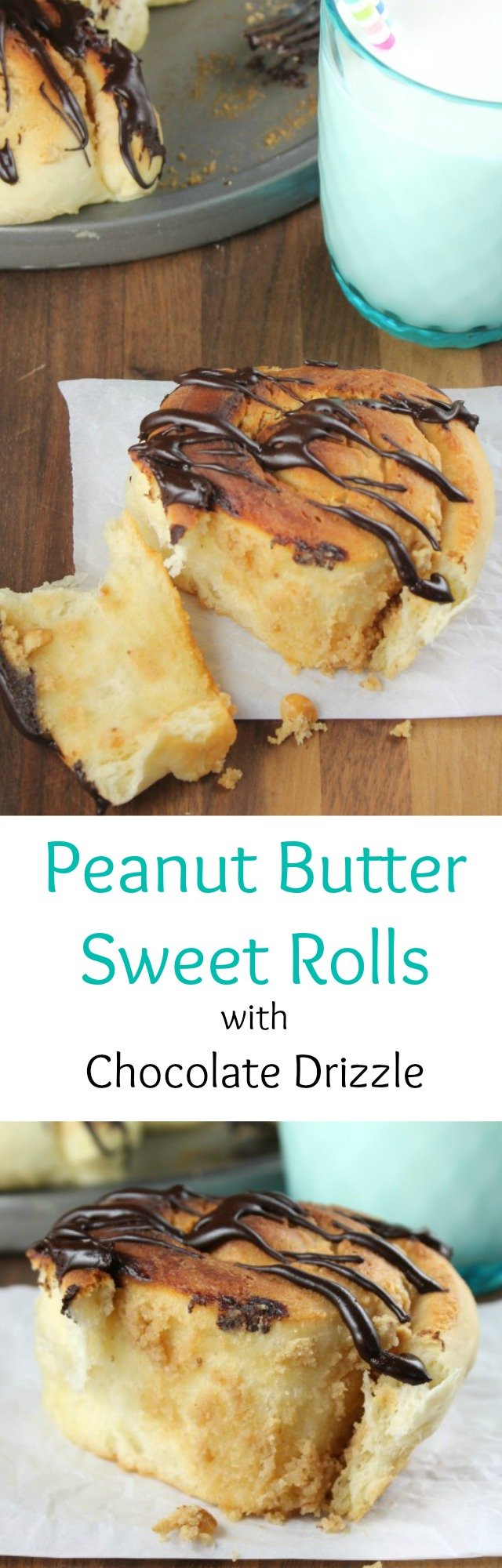 Recipe for Peanut Butter Sweet Rolls with Chocolate Drizzle from Miss in the Kitchen
