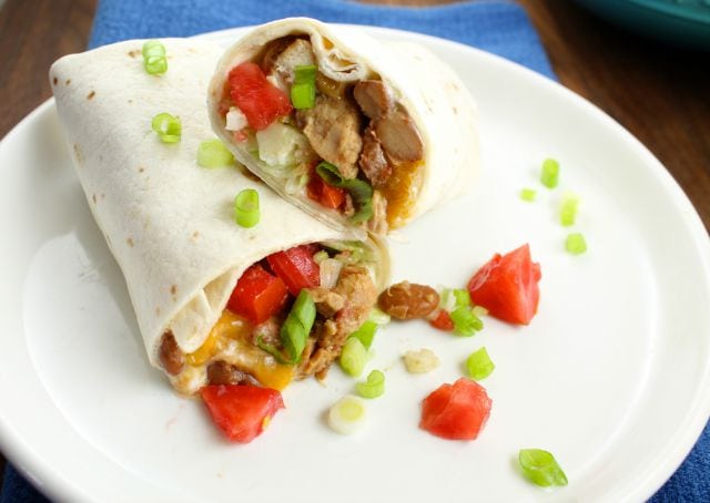 Slow Cooker 5 Ingredient Mexican Chicken Burrito ~ missinthekitchen