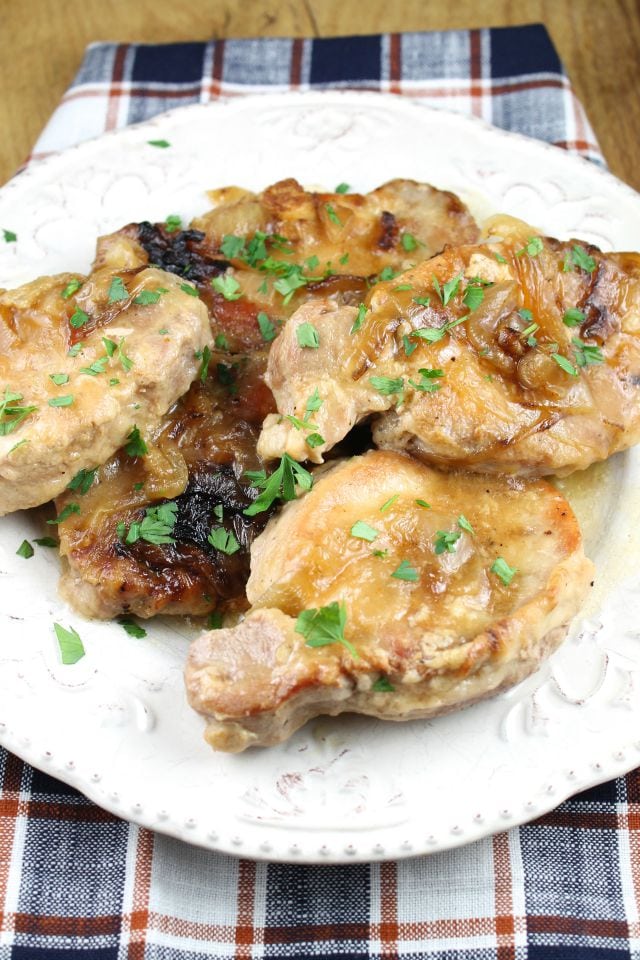 Slow Cooker Smothered Pork Chops from Miss in the Kitchen