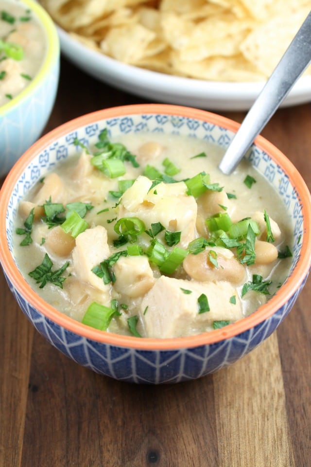 Slow Cooker Cheesy Chicken Chili Recipe with Kerrygold Cheese from Miss in the Kitchen