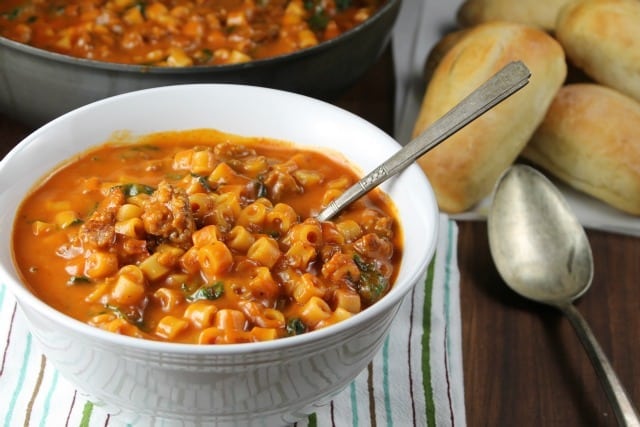 Italian Sausage Pasta Soup from missinthekitchen