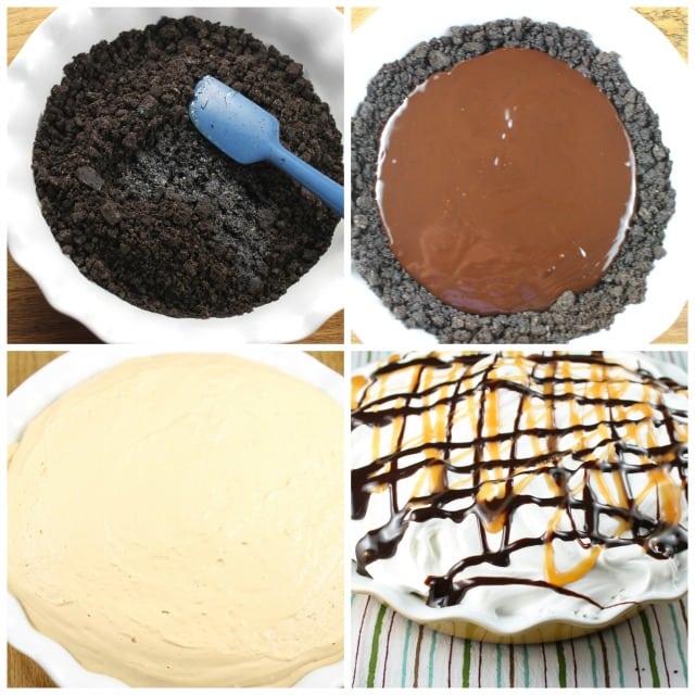 No Bake Fudge Bottom Caramel Pie from MissintheKitchen #WayfairPieBakeOff