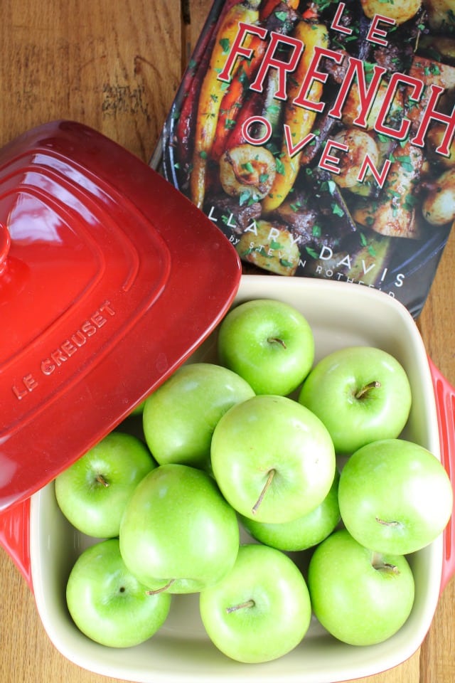 Le French Oven Warm Apple and Cranberry Almond Crumble from missinthekitchen
