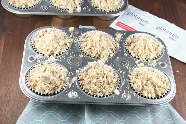 Red Star Yeast Platinum Yeast is featured in these delicious Chocolate Chunk Coffee Cake Muffins from Missinthekitchen.com