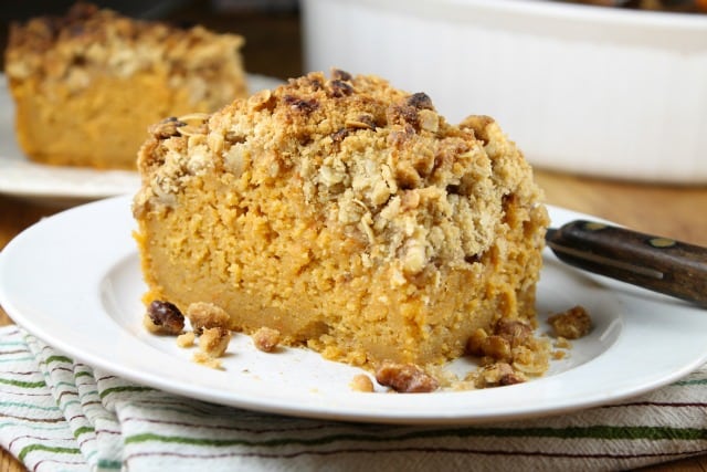 Sweet Potato Bars with Streusel Topping Recipe Plated from MissintheKitchen.com