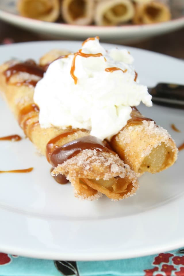 These Apple Pie Taquitos are a simple and incredibly delicious dessert to enjoy with family and friends. Try them for a perfect ending to your next Mexican feast! from MissintheKitchen.com