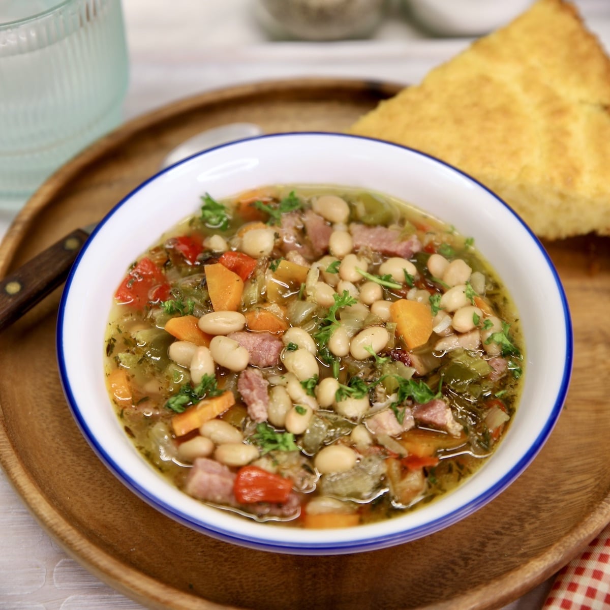 Bowl of ham and bean soup.