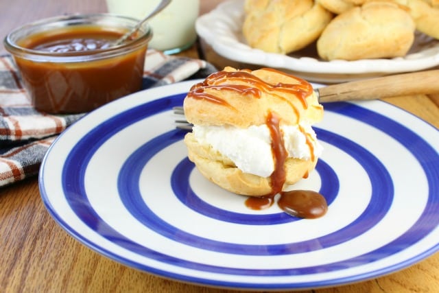 Salted Caramel Sauce over Cream Puffs from MissintheKItchen