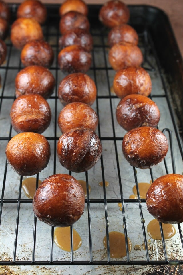 Rack of Chai Glazed Donut Holes from MissintheKitchen.com