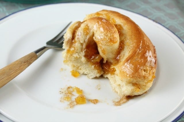 Peach Pie Cinnamon Rolls ~ MissintheKitchen