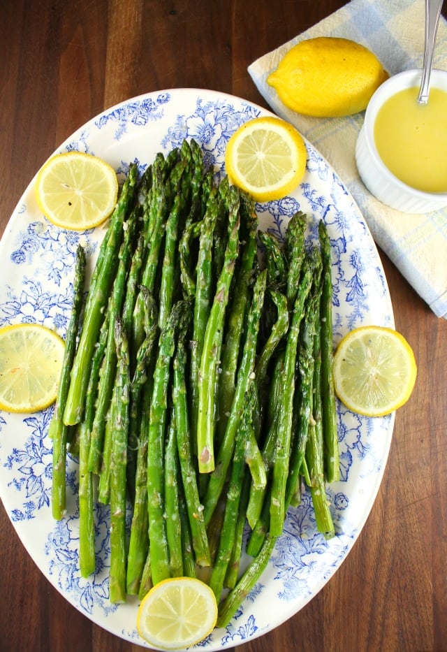 Roasted Garlic Asparagus with Lemon Sauce Recipe from MissintheKitchen.com