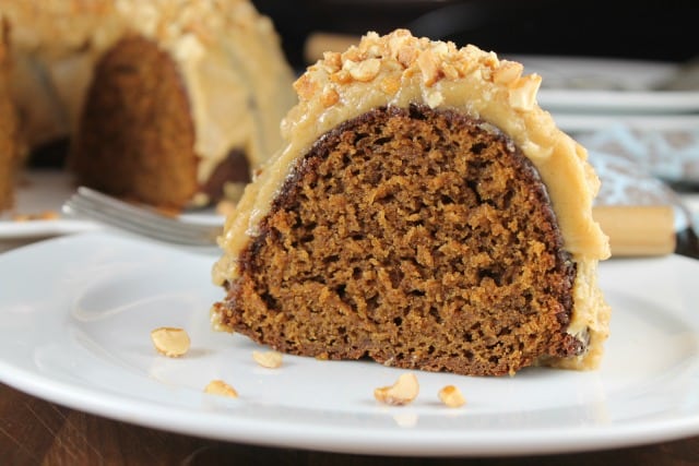 Slice of Apple Butter Bundt Cake from Miss in the Kitchen