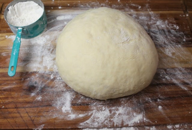 Yeast Dough Ball for Peach Pie Cinnamon Rolls from MissintheKitchen.com