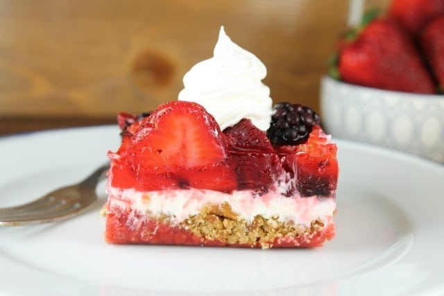 Triple Berry Pretzel Dessert Recipe ~ MissintheKitchen