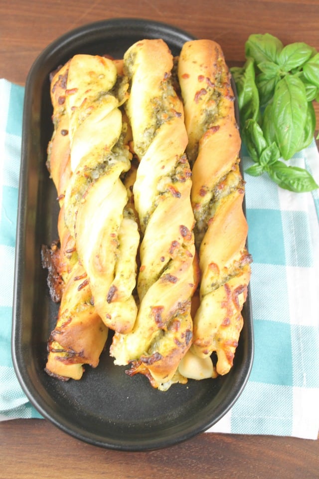 Cheesy Pesto Breadsticks Recipe from MissintheKitchen.com With Red Star Yeast #ad