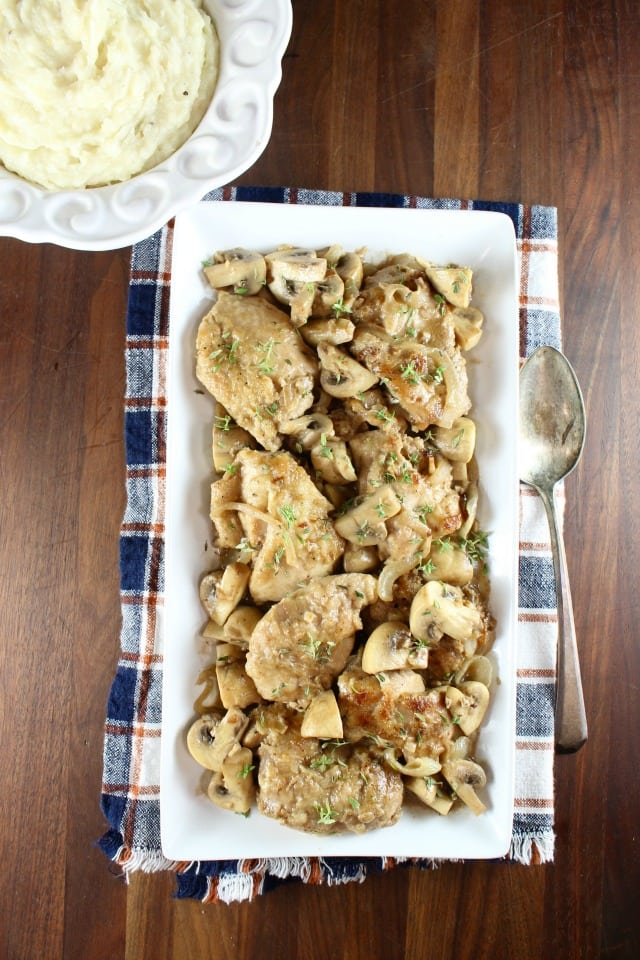 Creamy Balsamic Chicken Skillet Meal with Mashed Potatoes Recipe from MissintheKitchen.com