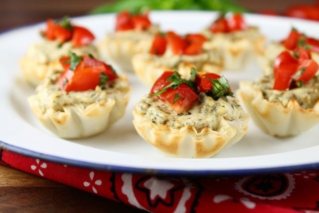Mini Tomato Pesto Tarts appetizer recipe from MissintheKitchen.com