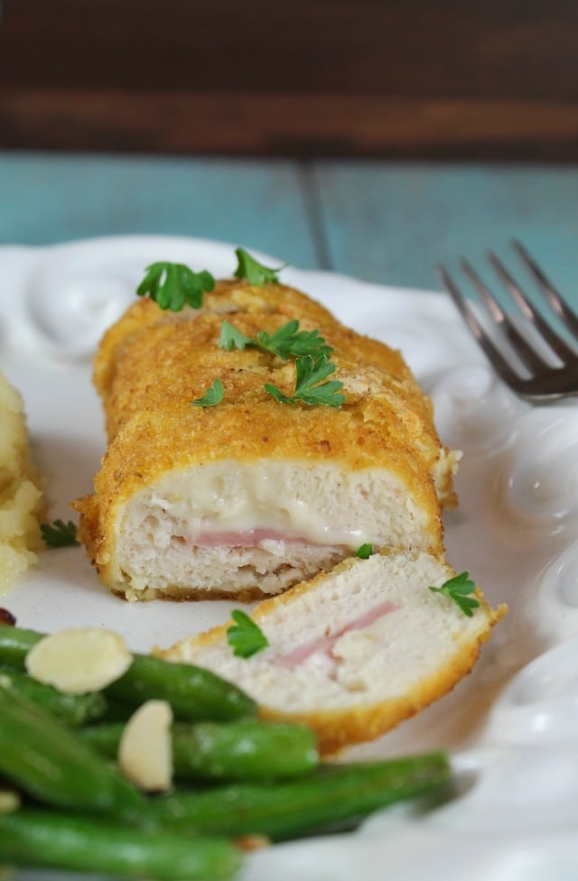Barber Foods Cordon Bleu + Almond Green Beans Recipe ~ MissintheKitchen.com #ad 