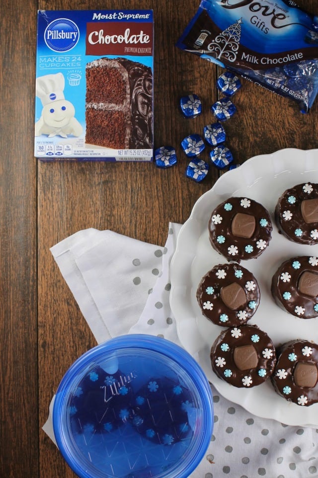 Triple Chocolate Snack Cakes are a super cute treat to bake and share for the holidays! From MissintheKitchen.com with Ziploc #ad