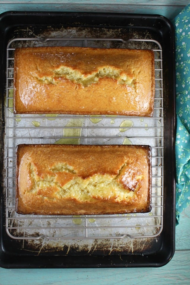 Orange Glazed Almond Bread makes 2 loaves to bake and Share. MissintheKitchen.com