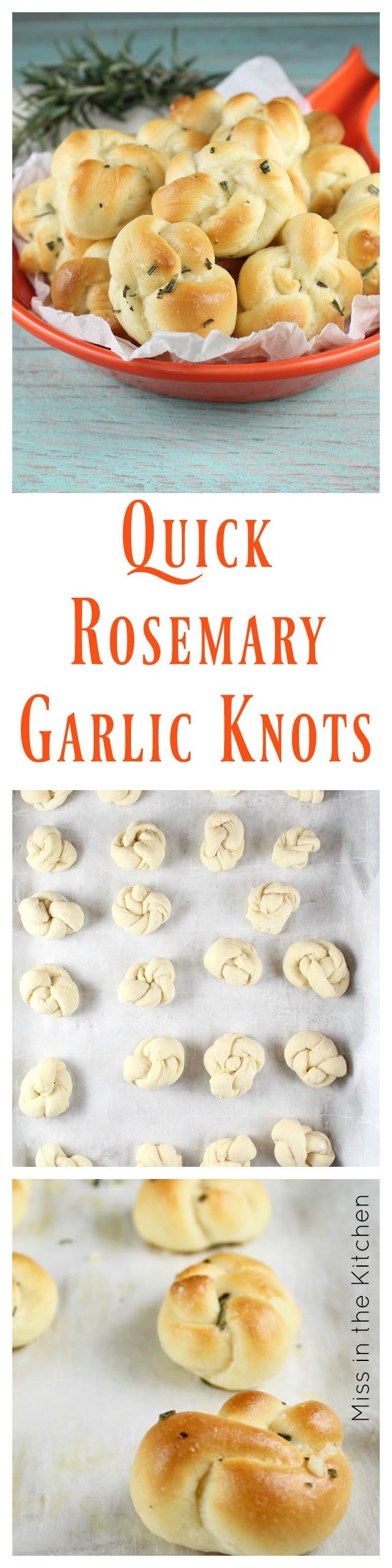 Quick Rosemary Garlic Knots Recipe ~ Perfect dinner roll or serve as an appetizer. Made with Red Star Yeast - MissintheKitchen.com #ad