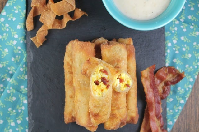 Bacon, Egg and Cheese Egg Rolls Recipe ~ MissintheKitchen
