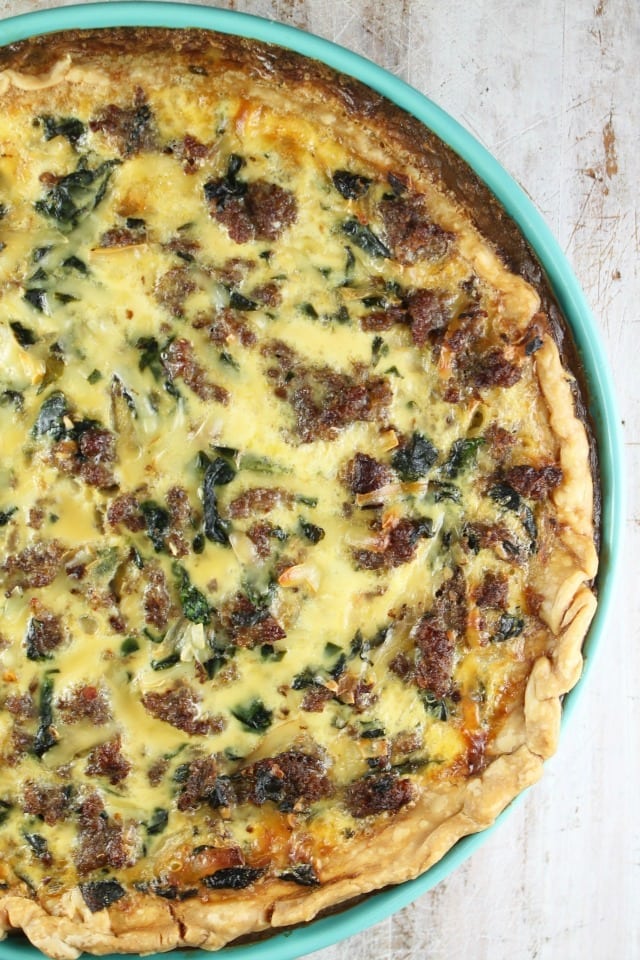 Sausage Spinach Quiche Recipe ~ MissintheKitchen.com