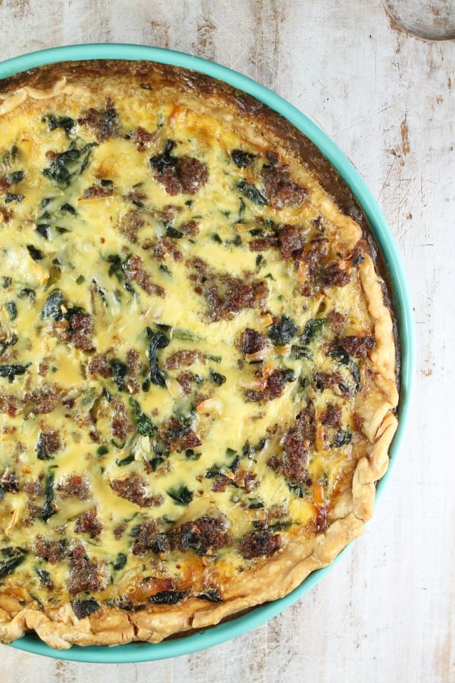Sausage Spinach Quiche Recipe from MissintheKitchen.com