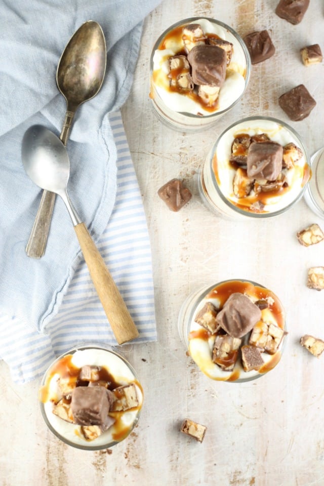 No Bake Snickers Cheesecake Recipe is a decadent dessert for any occasion! A fantastic make ahead dessert for any occasion ~ MissintheKitchen.com 