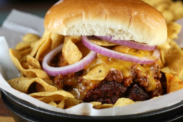 Barbecue Frito Chili Pie Recipe ~ MissintheKitchen.com @BurgerMonth