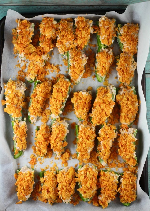 Doritos Chicken Jalapeno Poppers with crushed Doritos from MissintheKitchen.com #ad #SayYesToSummer