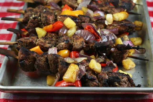 Easy Grilled Balsamic Pork Skewers Recipe ~ MissintheKitchen.com