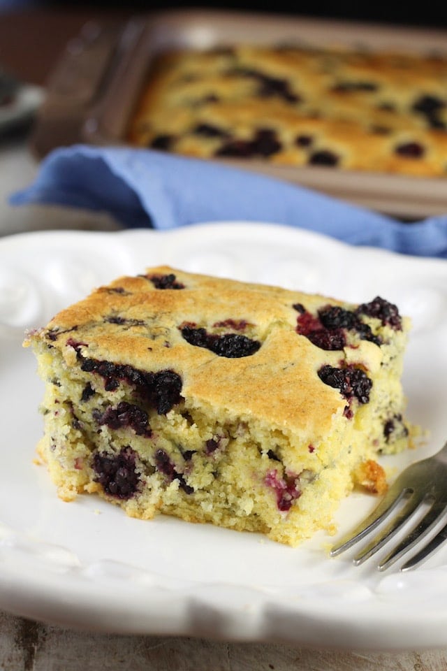 Blackberry Cornbread Recipe ~ A delicious breakfast treat for any day of the week. From MissintheKitchen.com