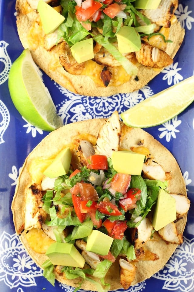 Grilled Chicken Tostadas are a delicious meal for any night of the week. #sponsored by Produce for Kids