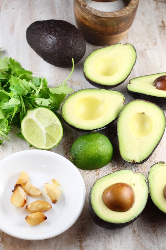 Ingredients for Roasted Garlic Guacamole Recipe ~ MissintheKitchen.com