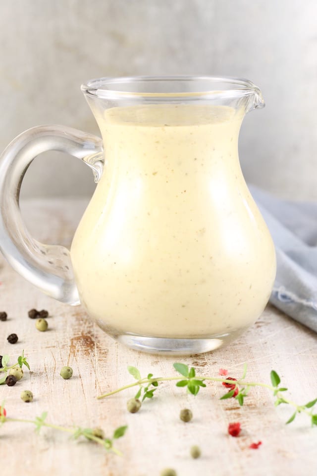 Roasted Garlic Salad Dressing ~ MissintheKitchen.com