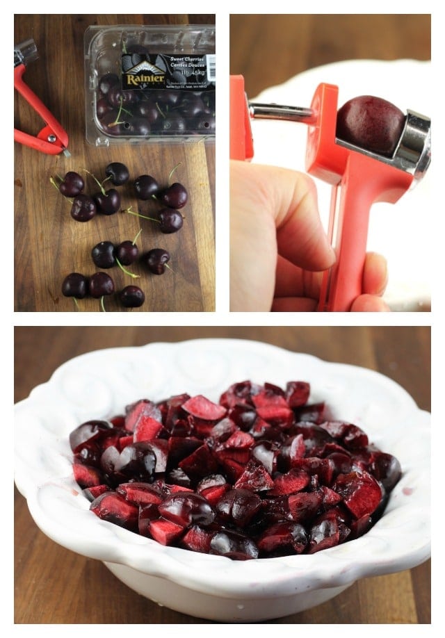 Rainier Cherries ~ Oxo Cherry Pitter for No Churn Cherry Crisp Ice Cream ~ MissintheKitchen.com #SummerDessertWeek
