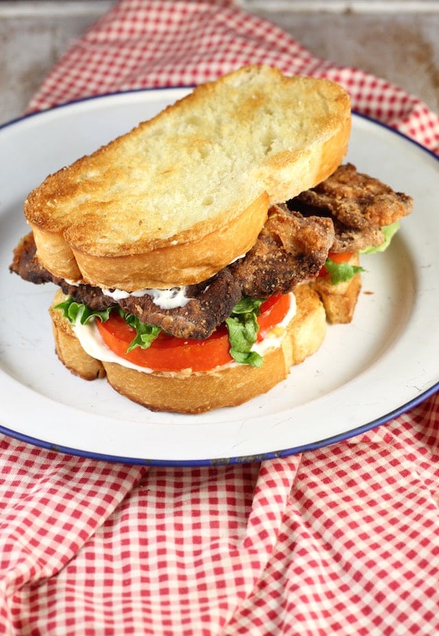 Chicken Fried Bacon BLT Recipe ~ MissintheKitchen.com
