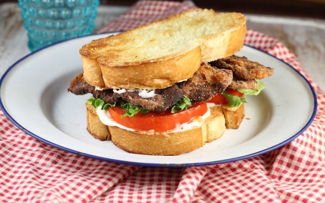 Chicken Fried Bacon BLT Recipe from MissintheKitchen.com