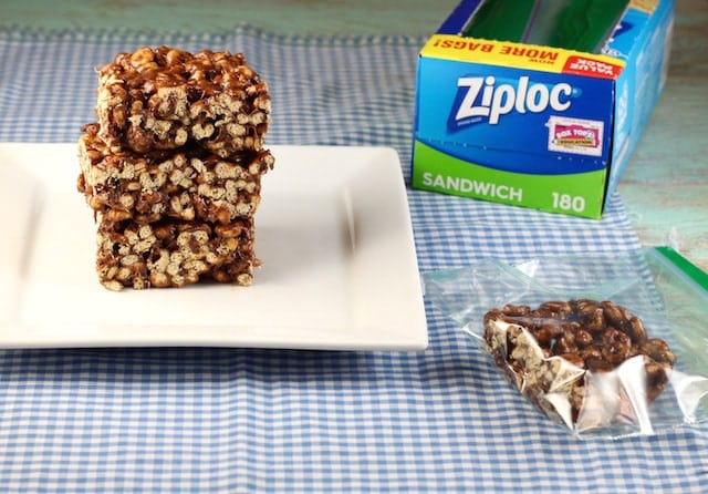 Chocolate Peanut Butter Cereal Bars ~ A favorite after school snack ~ MissintheKitchen.com #BoxTops Sponsored by Walmart