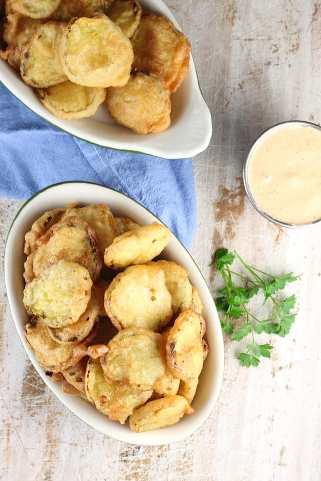 Recipe for Fried Pickles ~ a game day favorite! appetizer from MissintheKitchen.com