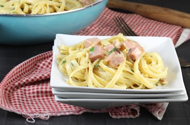 One Pot Cheesy Ham Pasta Dinner ~ MissintheKitchen.com