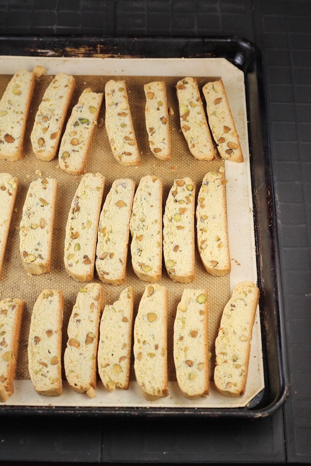 Baked Lemon Pistachio Biscotti Recipe from MissintheKitchen.com