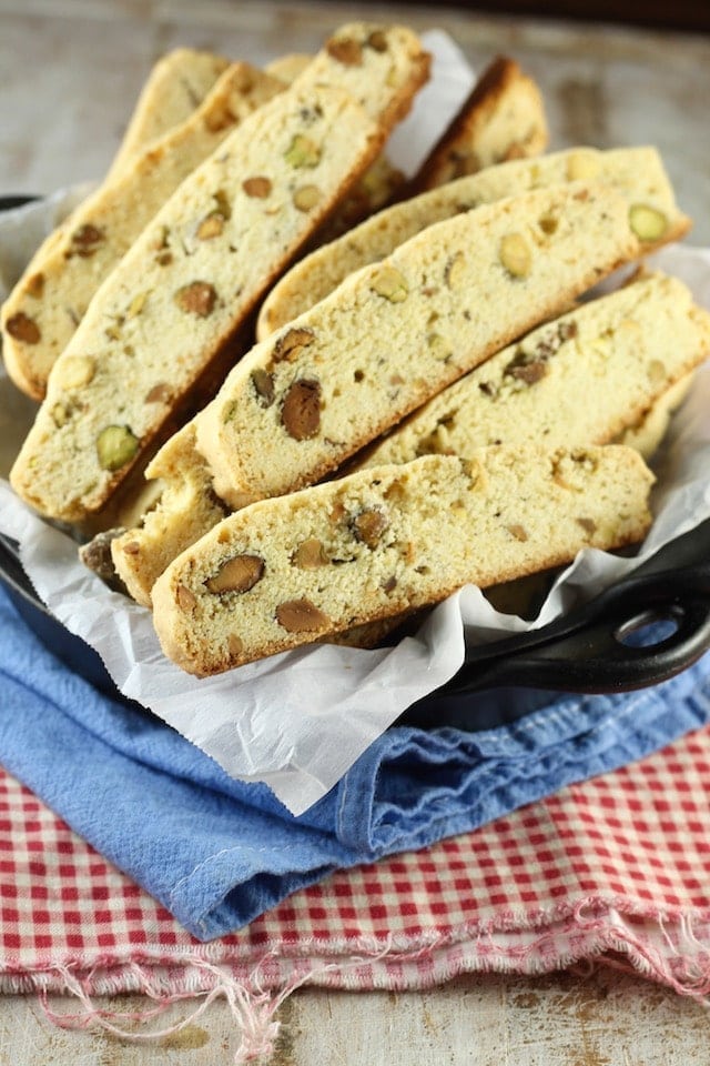 Lemon Pistachio Biscotti Recipe from MissintheKitchen.com #holiday #cookies