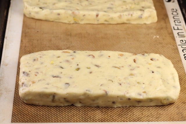 Lemon Pistachio Biscotti ready for the oven. MissintheKitchen.com